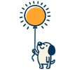 Glowing balloon, cheerful dog
