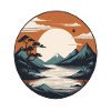 Zen Lake Mountain Sunset