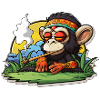 Smoking monkey enjoying getting high
