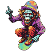 Psychédélique Skateboard Zombie Monkey