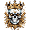 Skull, with golden crown