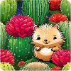 Cute hedgehog in cactus field