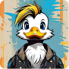 Naughty duck with stylish hairstyle