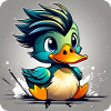 Little duck with punk hairstyle