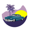 Oldtimer in Nachtlandschaft