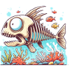 Skeleton Fish Cartoon 4