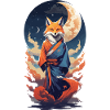 Kitsune mistica in kimono giapponese anime yokai