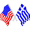 USA flag and Greece flag