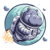 Space astronaut hippopotamus