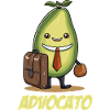 Avocado divertente come avvocato con valigetta