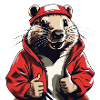 Cool beaver with red jacket
