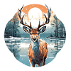 Deer in winter landscape