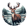 Hirsch in Winterlandschaft