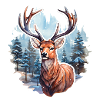 Winter landscape with deer