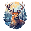 Hirsch in Winterlandschaft