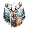 Winterlandschaft mit Hirsch