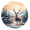 Paysage d’hiver avec des cerfs