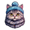 Chat avec chapeau à pompon