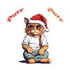 Cat with Santa hat purring