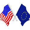 USA flag and European Union flag