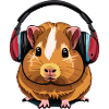 Guinea pig with headphones