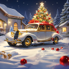 OLDTIMER IM SCHNEE ZU WEIHNACHTEN