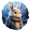 Snowy landscape with cute bunny