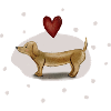 süßer Dackel (Hund) mit Herz