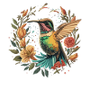 Cute hummingbird in flowers