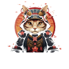 Japansk Samurai Cat Japan Estetisk Katt Älskare