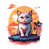 Cute little cat by the sea