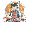 Japanese Samurai Cat Japan Aesthetic Cat Lover