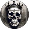 Grinning skull with crown