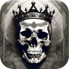 Grinning skull with crown