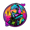 Mehrfarbiges Cyber-Punk-Logo
