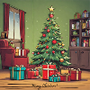 Weihnachtsbaum mit Geschenken "Merry Christmas"