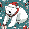 Polar bear with Santa hat