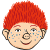 El Retrato de Sams Pelo Rojo Pecas Azules
