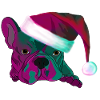 Neon Bulldog with Santa Hat
