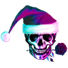 Neon skull with Christmas hat
