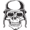 Skelettkopf mit Motorradhelm