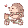 Cute Hedgehog Riding On Bicycle