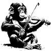 Viool in Monkey Orchestra StreetArt Banksy Style