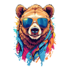 Cool Colourful Bear in Sunglasses