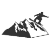 Snowboarding in the mountains