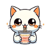 Instant Noodles Cat: Anime Minimalism