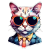 chat lunette - mignon aquarelle