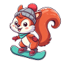 Winterabenteuer mit Eichhörnchen – Snowboard-Spaß