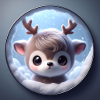Cute little reindeer on clouds