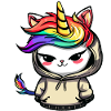 Schelmische Einhorn-Katze